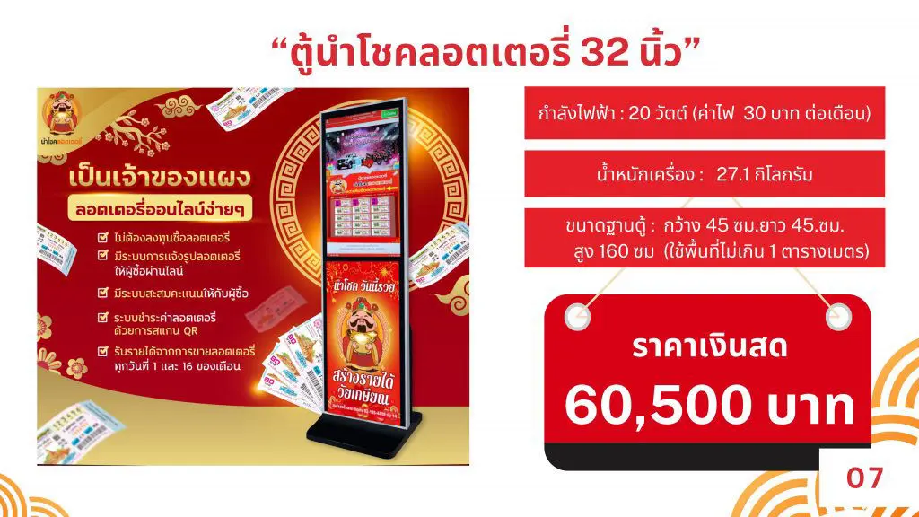 ตู้นำโชคลอตเตอรี่ 32 นิ้ว